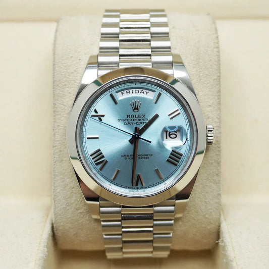 Premium Silver Luxury Watch Ice Blue Dial Roman Numerals Smooth Bezel Jubilee Bracelet Classic Luxury Watch – Men