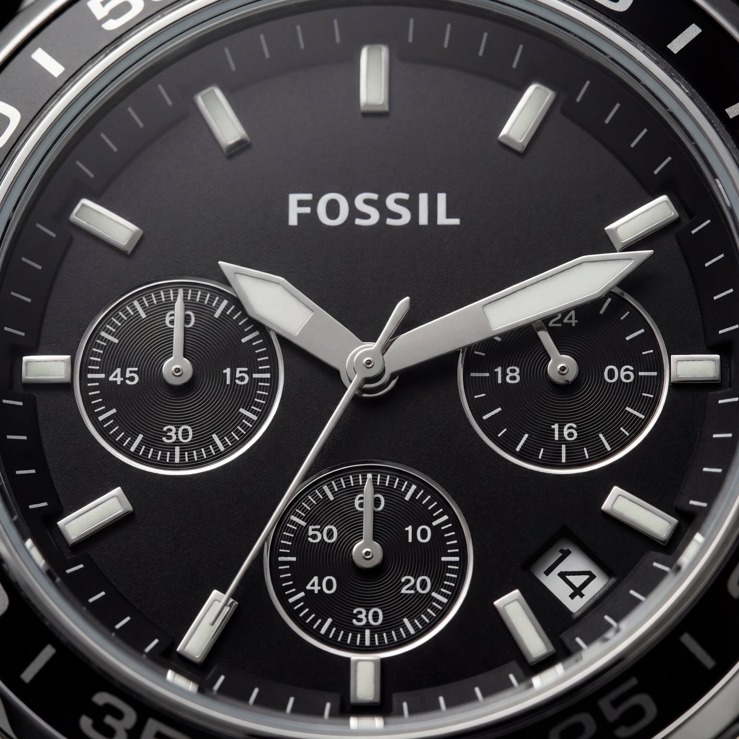 Silver Steel Black Chronograph Dial Men’s Watch