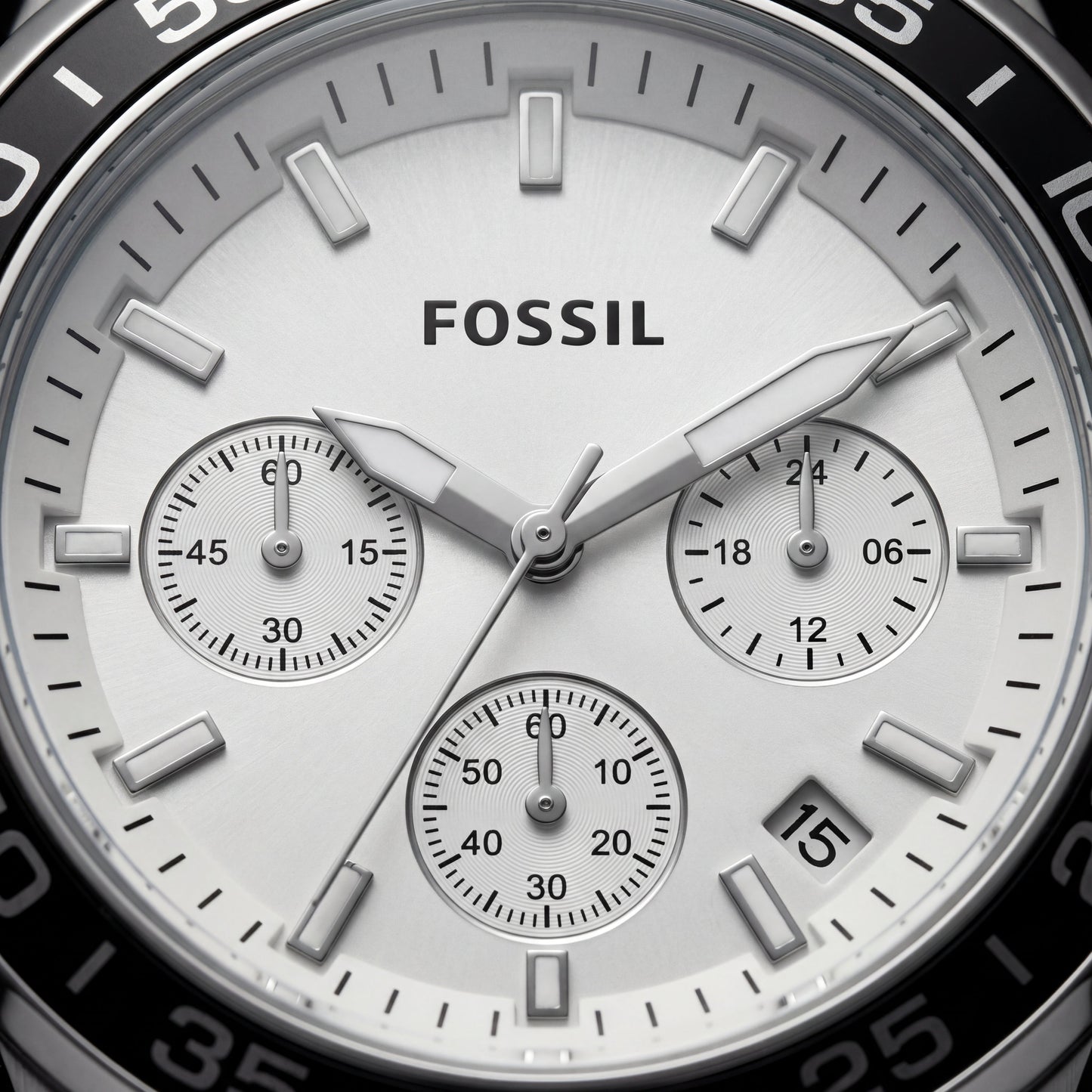 Silver Steel White Chronograph Dial Men’s Watch