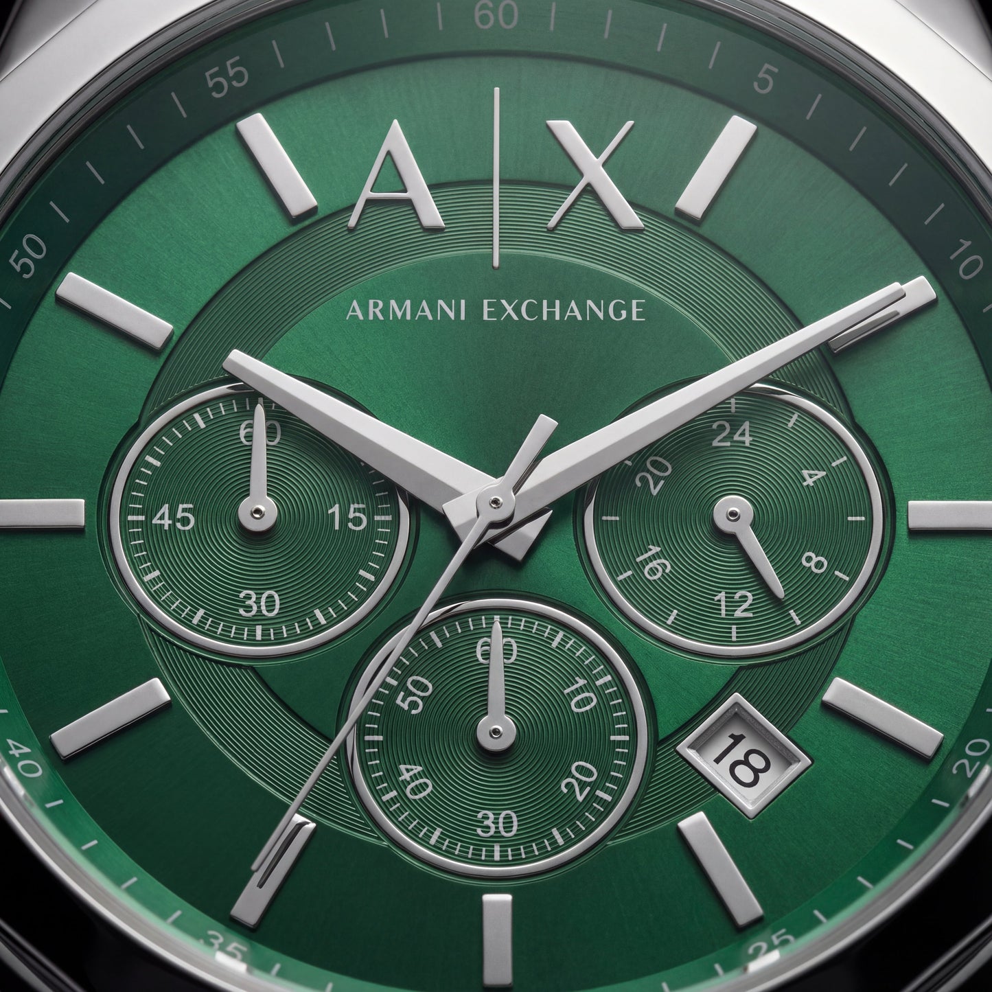 Centrix Emerald Green Silver Chronograph Watch