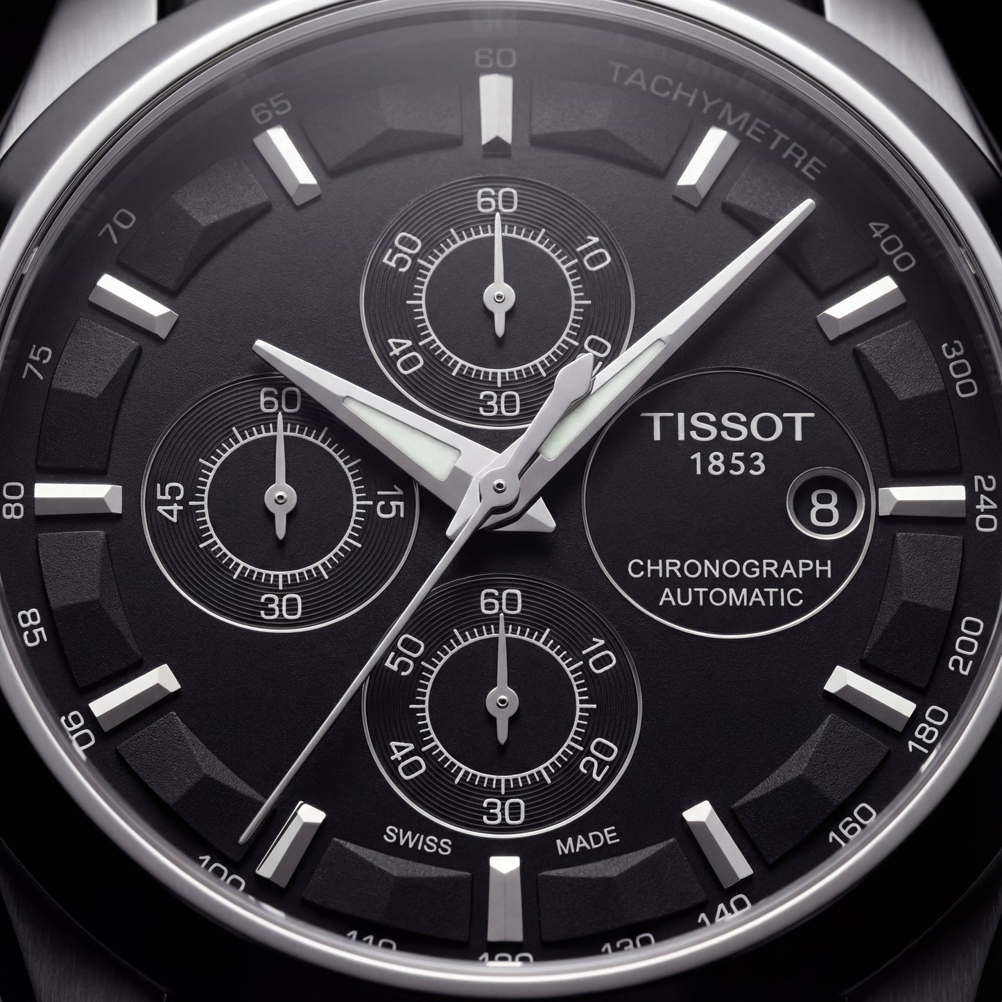 Black Dial Automatic Chronograph Men’s Leather Strap Watch