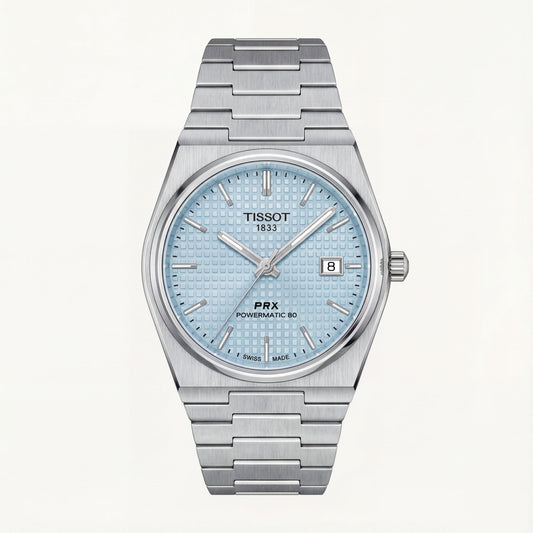 Ice Blue Textured Dial Steel Watch