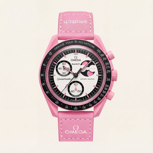 Pink Chrono Moon-Style Sports Watch
