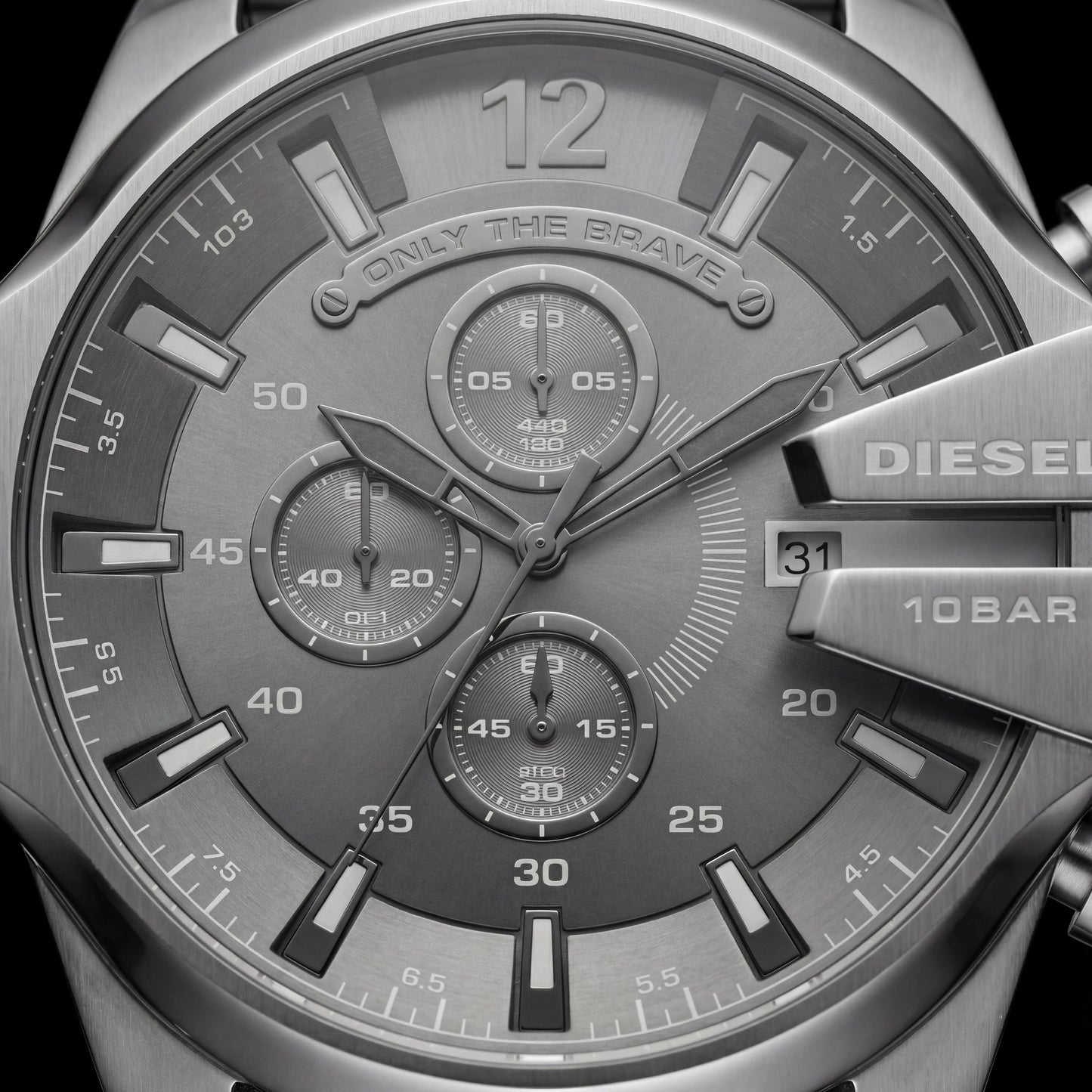 All-Silver Chronograph Men’s Watch with Industrial Finish