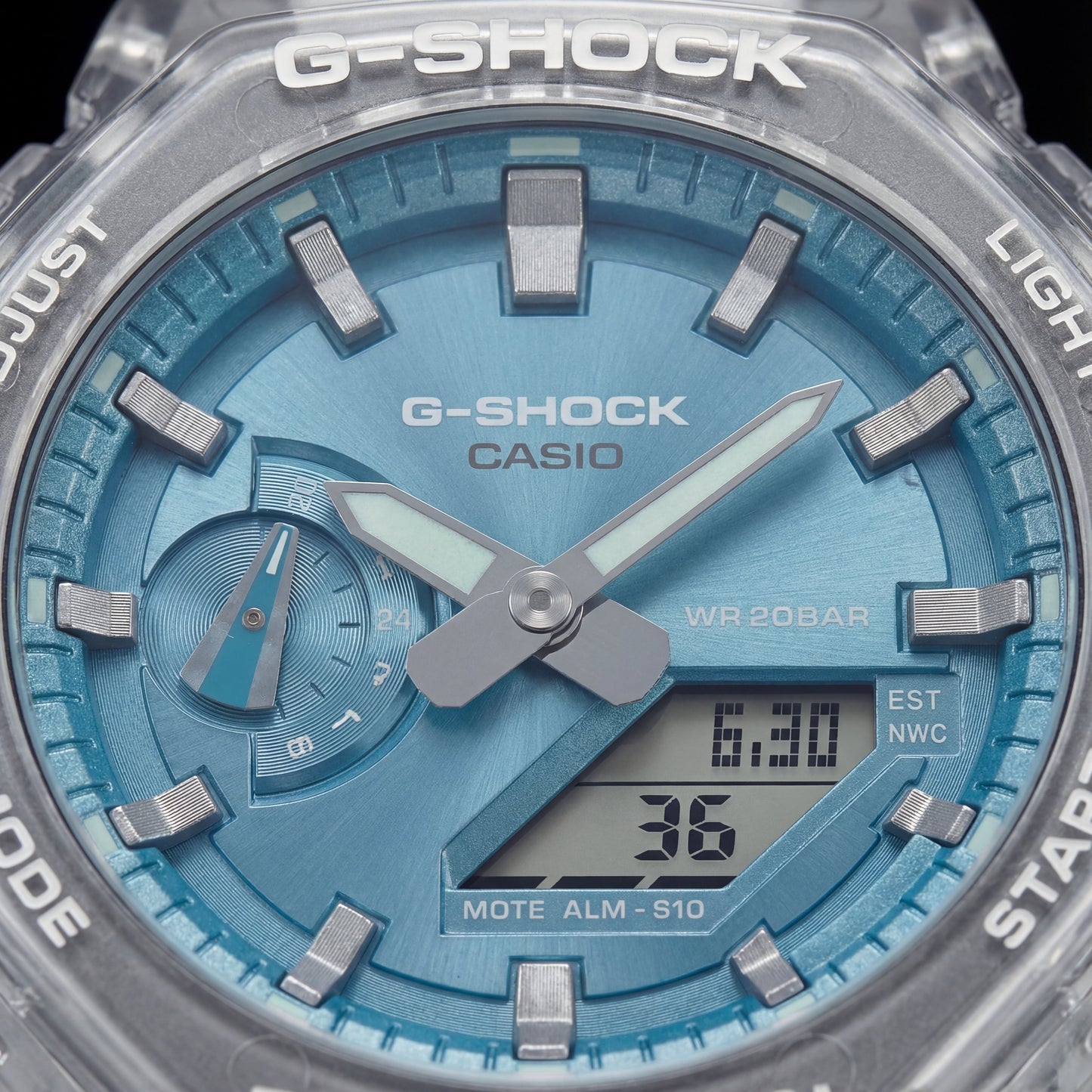 Transparent Case Blue Dial Digital-Analog Men’s Watch