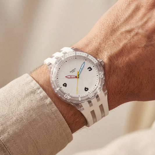 Transparent White Sport Men’s Watch with Silicone Strap