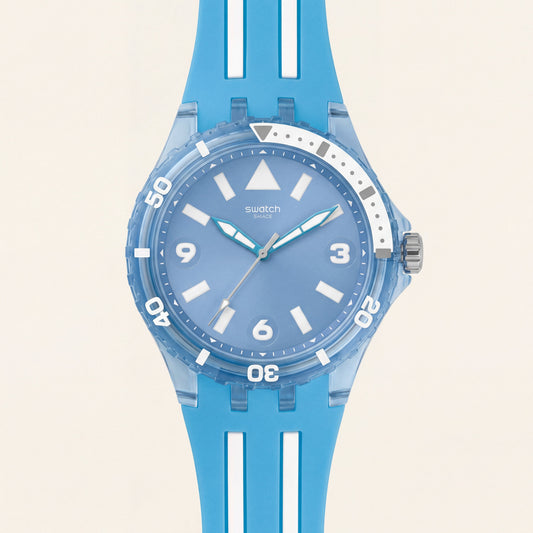 Blue Transparent Sport Men’s Watch with Silicone Strap