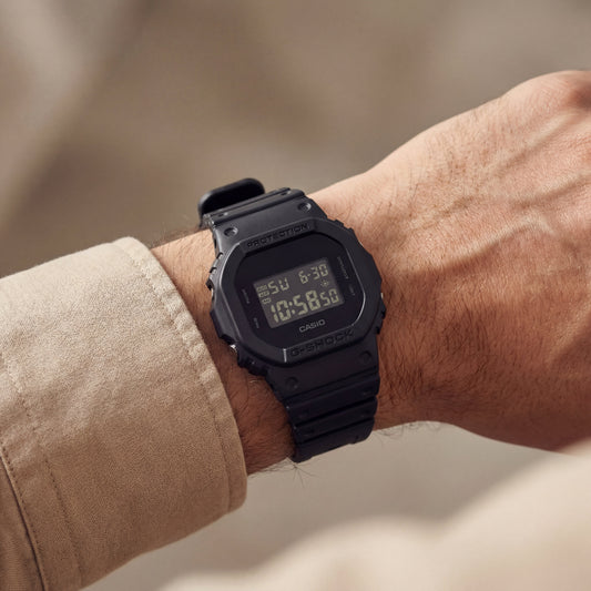 Classic All-Black Digital Men’s Watch with Shock-Resistant Square Case