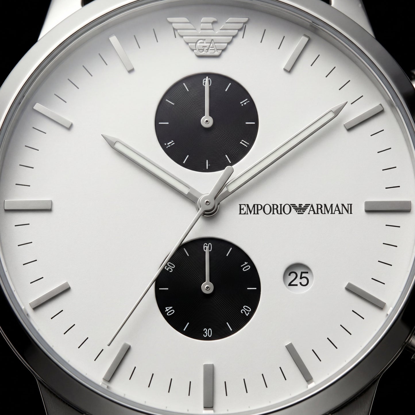 Silver Stainless Steel Chronograph Men’s Watch with White Dial