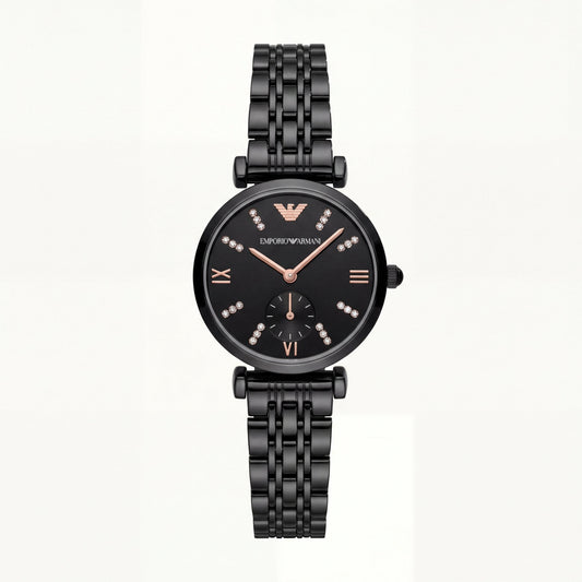 Midnight Onyx Crystal Watch – Black Luxe Edition