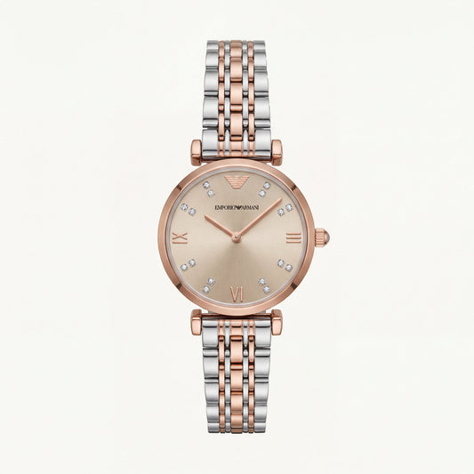 Champagne Glow Crystal Watch – Two-Tone Signature Edition
