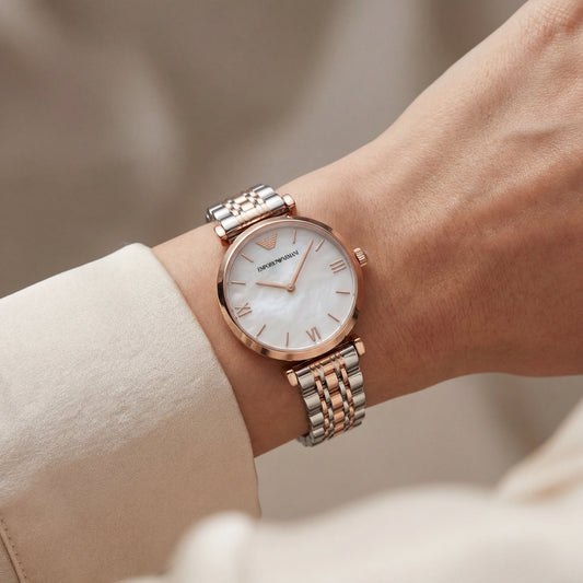 Pearl Essence Minimal Watch – Two-Tone Rose Edition