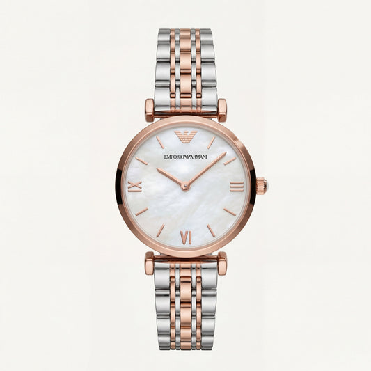 Two-Tone Rose Mother-of-Pearl Watch – Minimal Luxe Edition