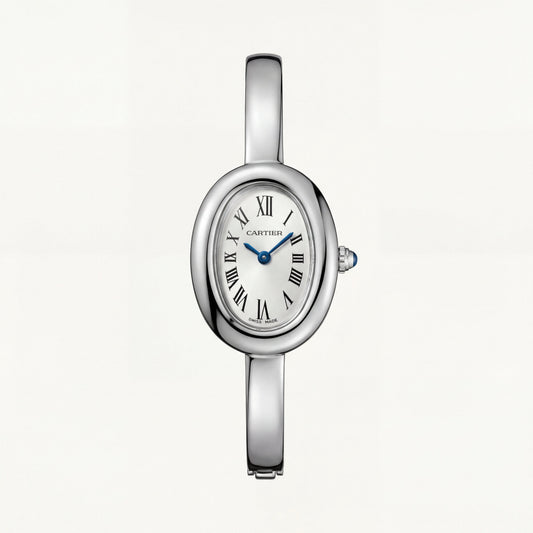 Oval Silver Roman Dial Bangle Watch – Timeless Parisian Elegance Edition