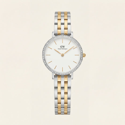 Ivory Crystal Bezel Two-Tone Watch – Slim Luxe Signature Edition