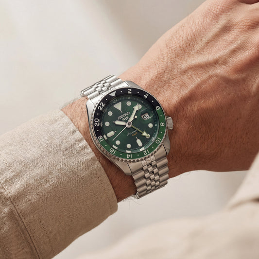 Emerald Green GMT Steel Watch