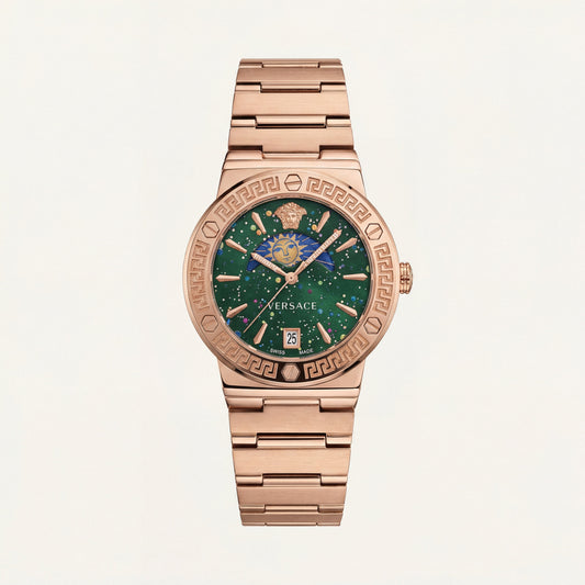 Medusa Emerald Rose Gold Watch – Signature Celestial Edition