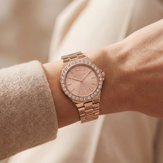 Rose Gold Crystal Bezel Watch – Blush Radiance Edition