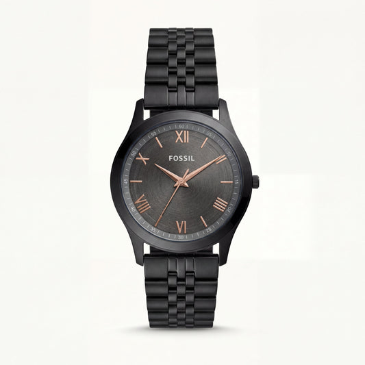 Black Steel Charcoal Dial Classic Quartz Watch