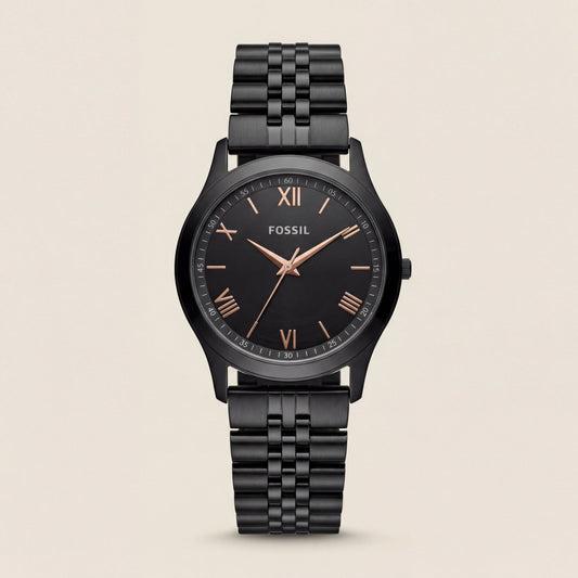 Black Steel Black Dial Classic Quartz Watch