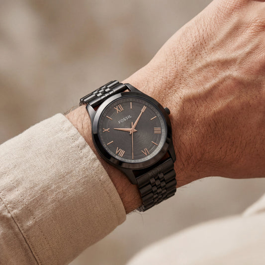 Black Steel Charcoal Dial Classic Quartz Watch