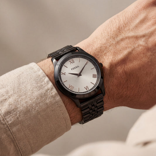 Black Steel Silver Dial Classic Quartz Watch