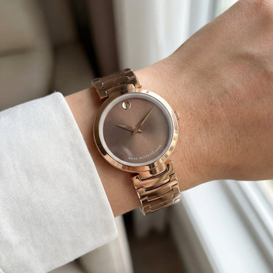 Rose Gold Minimalist Brown Sunray Dial Luxury Bracelet Watch – Women