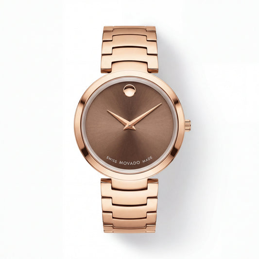 Rose Gold Minimalist Brown Sunray Dial Luxury Bracelet Watch – Women