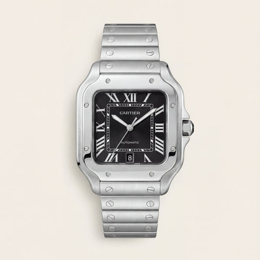Classic Silver Square Automatic Roman Dial Steel Watch