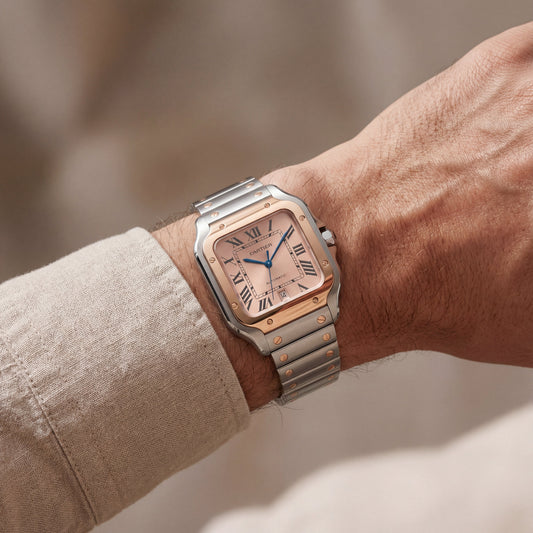 Champagne Gold Square Automatic Roman Dial Steel Watch