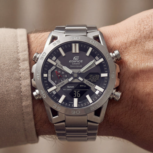 Titanium Grey Hybrid Solar Chrono Sports Watch