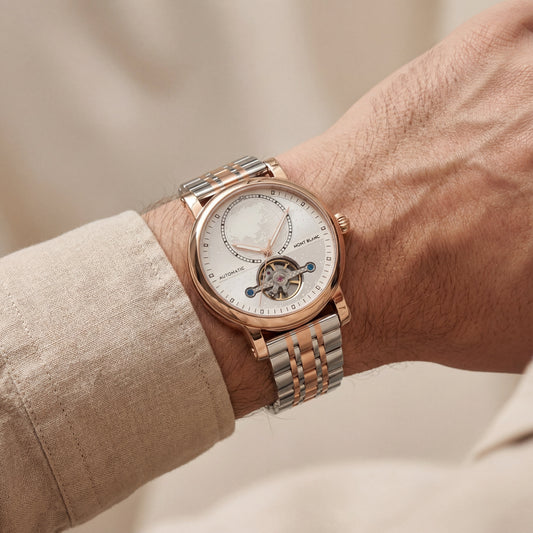 Rose Silver World Time Open-Heart Automatic Men’s Watch