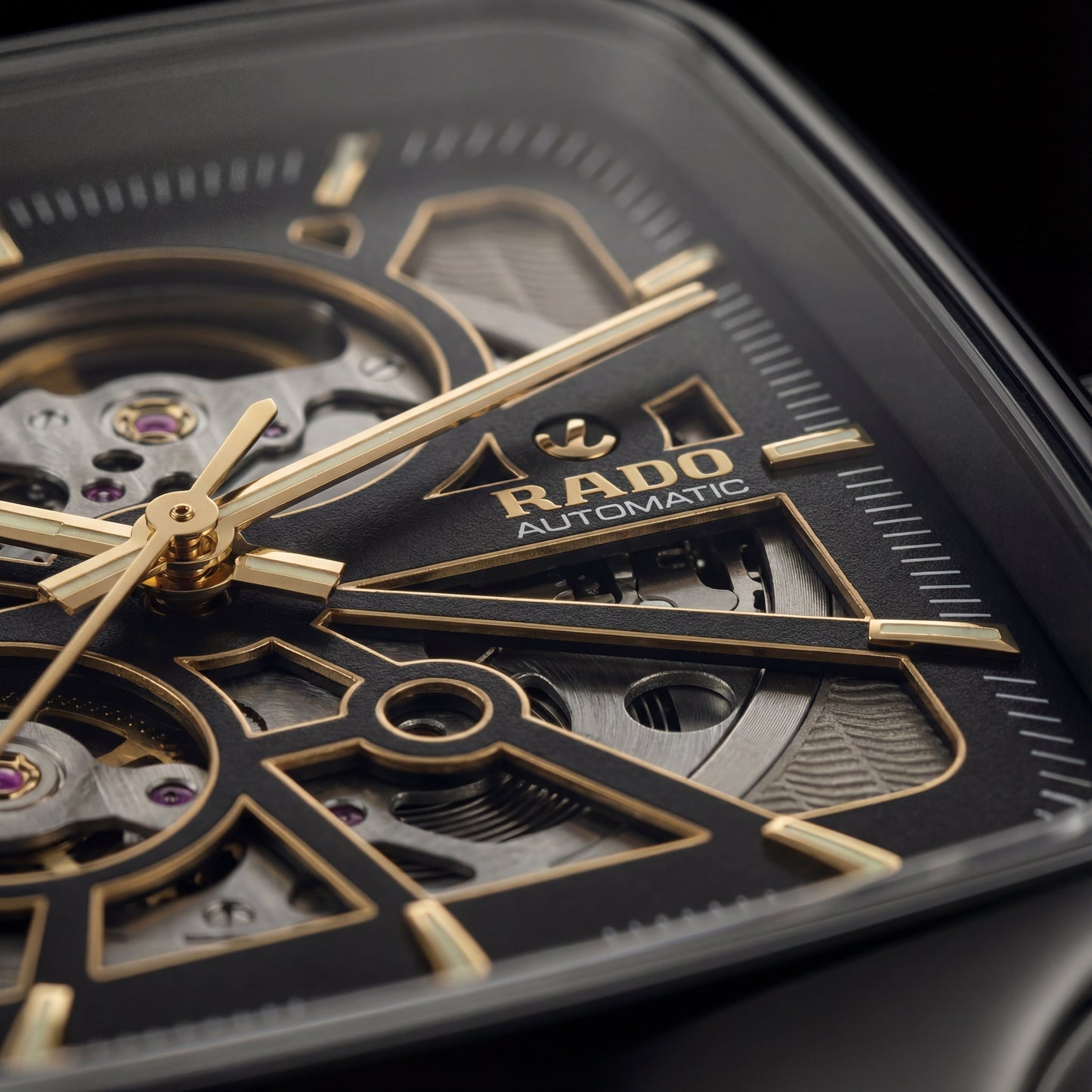 Black Gold Square Skeleton Automatic Men’s Watch