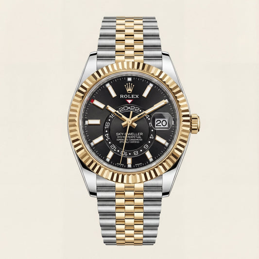 Premium Dual-Tone Luxury Watch with Black Dial