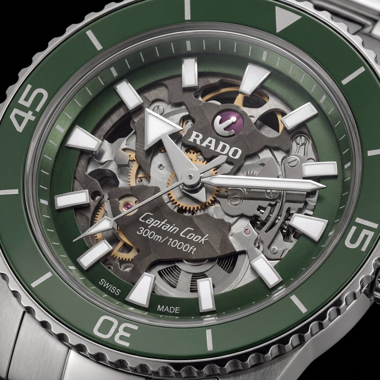 Emerald Green Skeleton Dial Automatic Men’s Watch