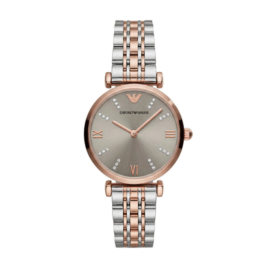 Two-Tone Rose Gold & Silver Crystal Accent Dial Luxury Bracelet Watch – Women