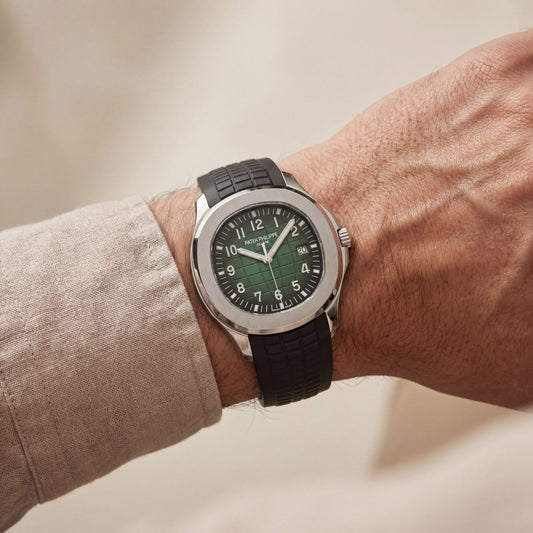 Luxury Stainless Steel Sport Watch Green Embossed Dial Black Rubber Strap Premium Watch – Men