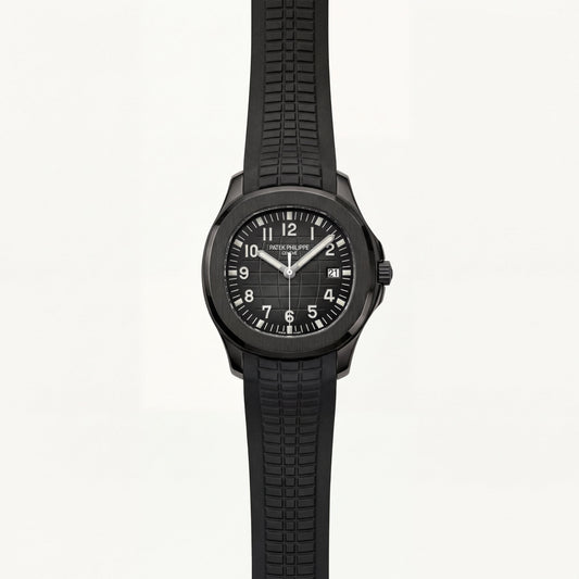 Luxury Black Stainless Steel Sport Watch Charcoal Embossed Dial Black Rubber Strap Premium Watch – Men