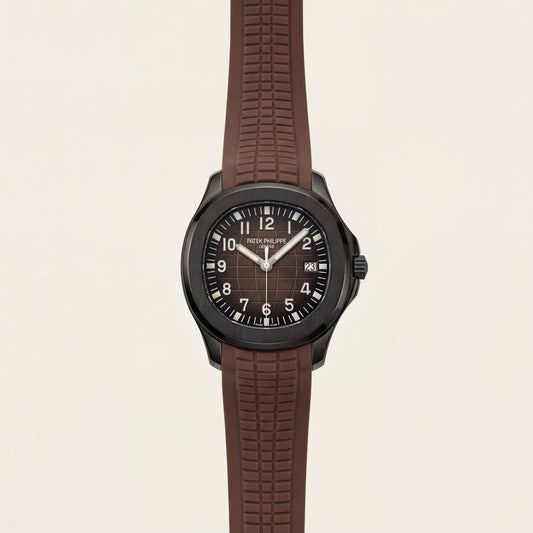 Luxury Black Sport Watch Matte Black Steel Case Charcoal Grid Dial Premium Rubber Strap Watch – Men