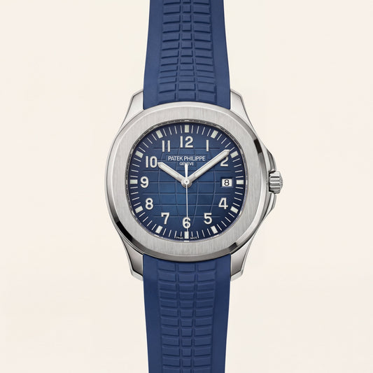 Luxury Blue Sport Watch Stainless Steel Case Blue Textured Dial Premium Rubber Strap Watch – Men