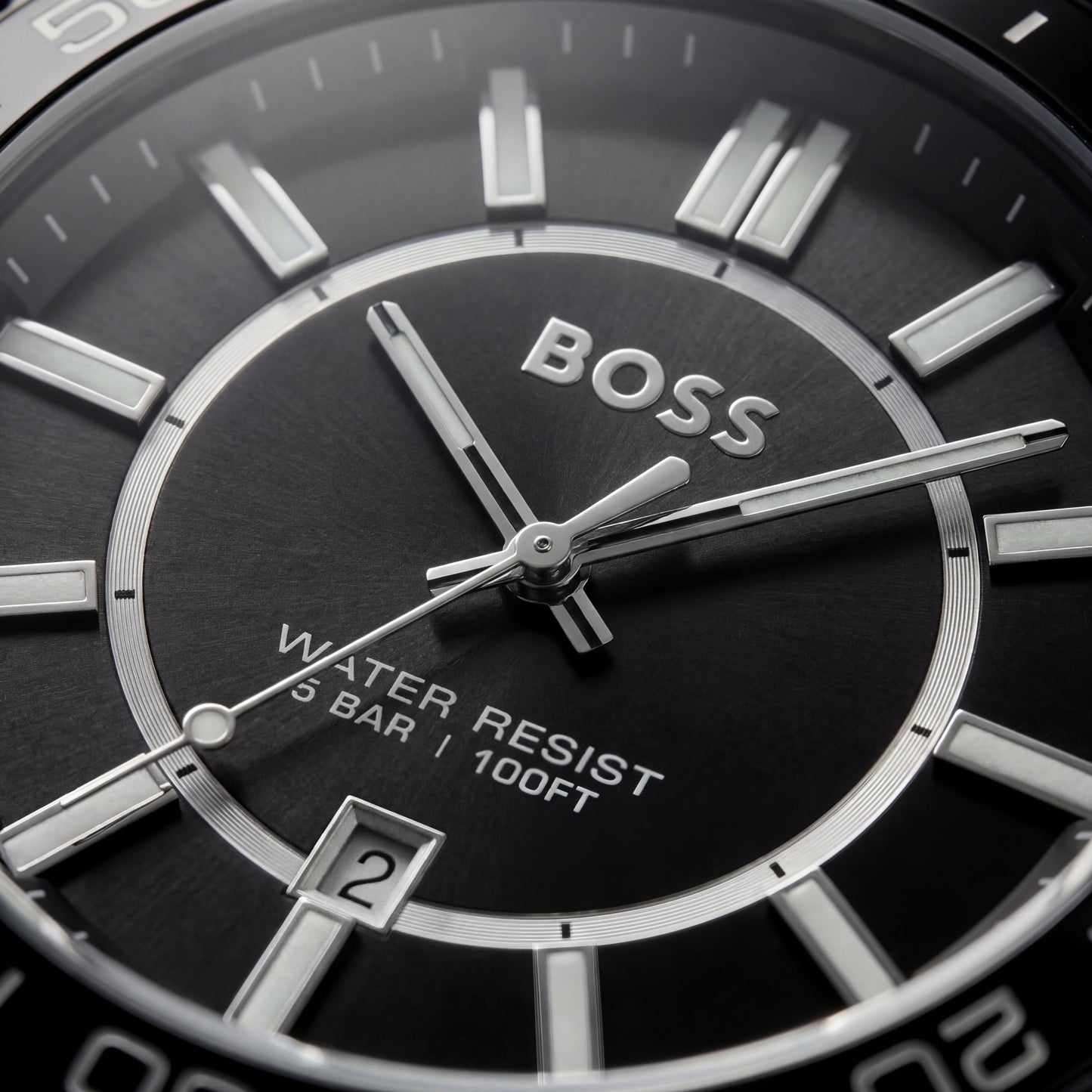 Premium Black Stainless Steel Watch Black Dial Sport Bezel Date Display All-Black Luxury Watch – Men