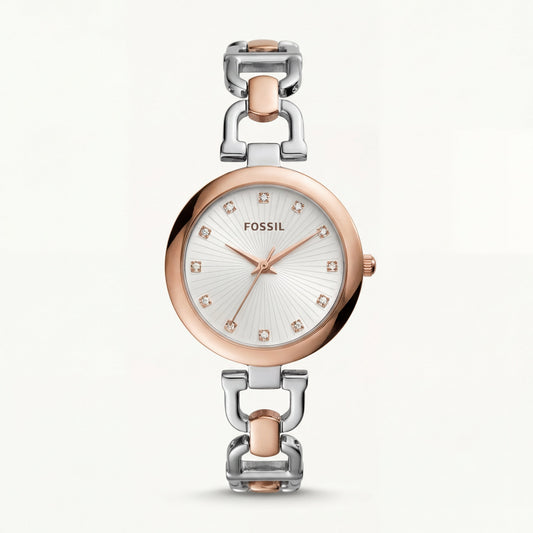 Rose Gold & Silver Luxury Bracelet Watch for Women