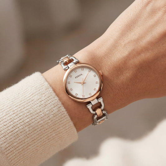 Rose Gold & Silver Luxury Bracelet Watch for Women