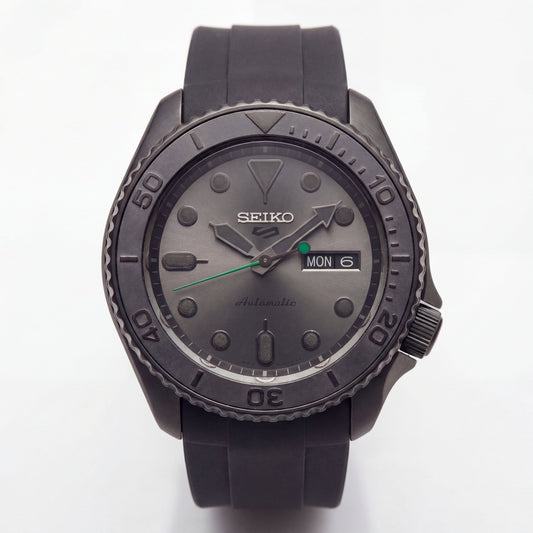 All-Black Automatic Dive Men’s Watch with Matte Grey Dial