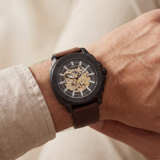 Vintage Black Skeleton Dial Men’s Automatic Watch