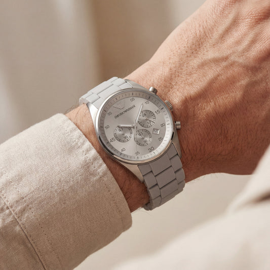 Silver Grey Chronograph Stainless Steel Men’s Watch