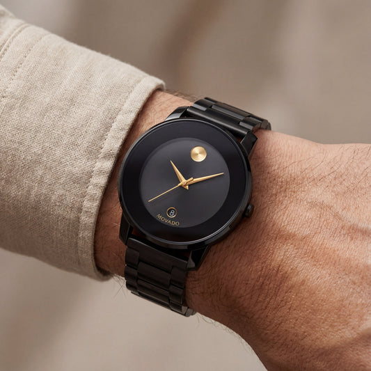 Midnight Black Gold Accent Minimalist Men’s Watch