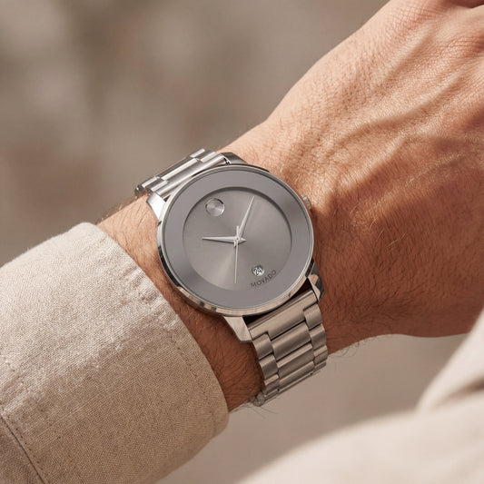 Pure Silver Minimalist Men’s Stainless Steel Watch