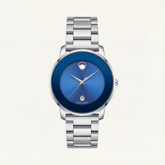 Ocean Blue Silver Minimalist Men’s Watch