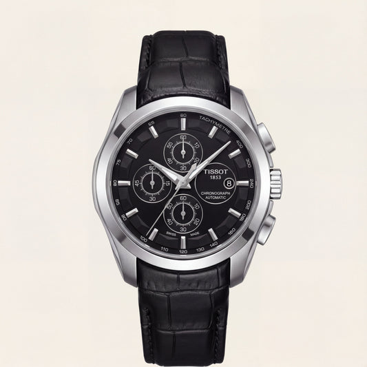 Black Dial Automatic Chronograph Men’s Leather Strap Watch